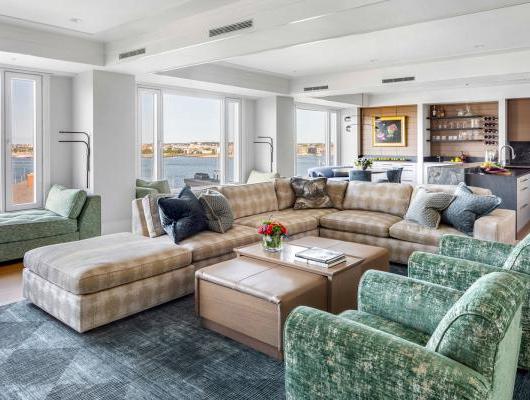 living area with views of the harbor